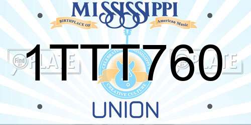 1TTT760 Mississippi License Plate
