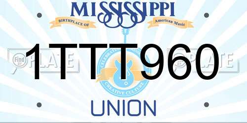 1TTT960 Mississippi License Plate