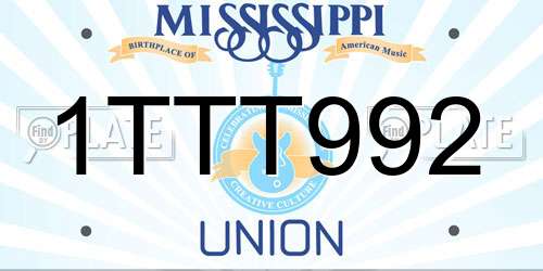 1TTT992 Mississippi License Plate