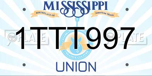 1TTT997 Mississippi License Plate