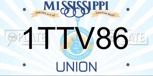 1TTV86 Mississippi License Plate
