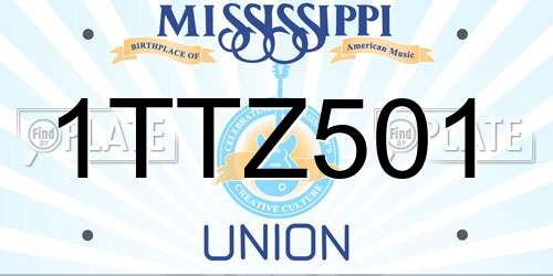 1TTZ501 Mississippi License Plate