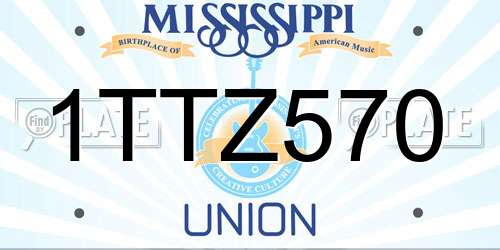 1TTZ570 Mississippi License Plate
