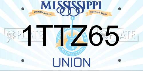 1TTZ65 Mississippi License Plate