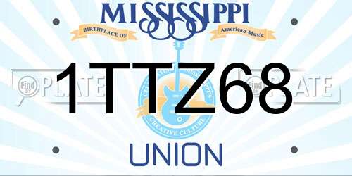 1TTZ68 Mississippi License Plate