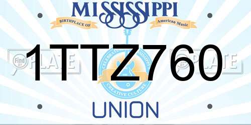 1TTZ760 Mississippi License Plate