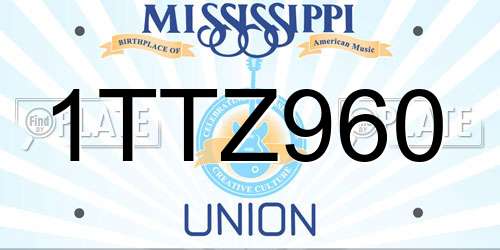 1TTZ960 Mississippi License Plate