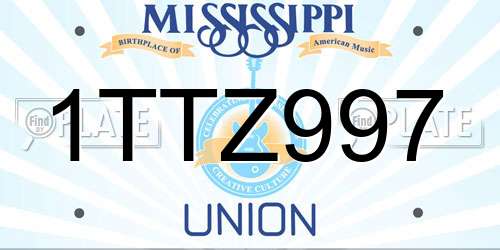 1TTZ997 Mississippi License Plate