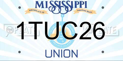 1TUC26 Mississippi License Plate