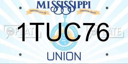 1TUC76 Mississippi License Plate