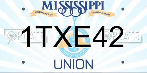 1TXE42 Mississippi License Plate