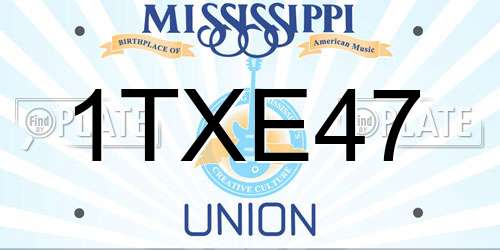1TXE47 Mississippi License Plate