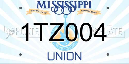 1TZ004 Mississippi License Plate