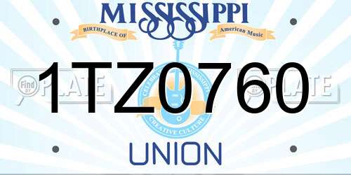 1TZ0760 Mississippi License Plate