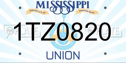 1TZ0820 Mississippi License Plate