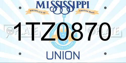1TZ0870 Mississippi License Plate