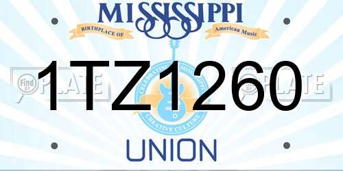 1TZ1260 Mississippi License Plate