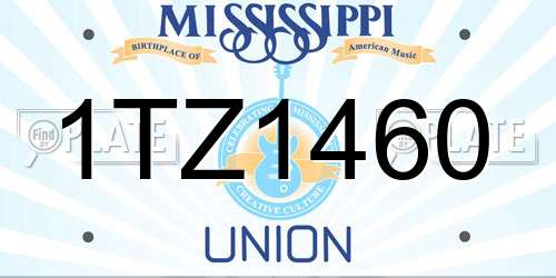 1TZ1460 Mississippi License Plate
