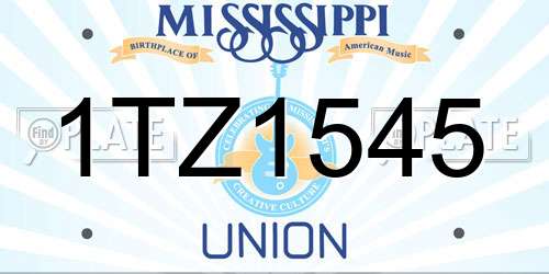 1TZ1545 Mississippi License Plate