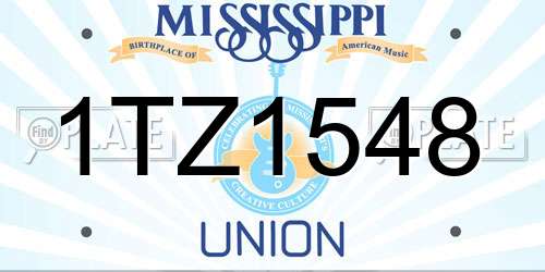 1TZ1548 Mississippi License Plate