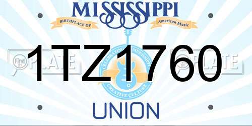 1TZ1760 Mississippi License Plate