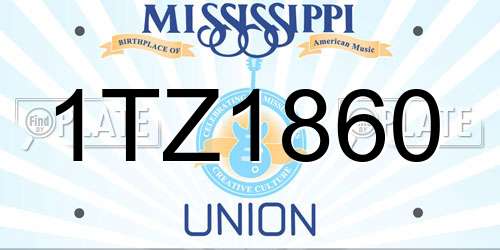 1TZ1860 Mississippi License Plate