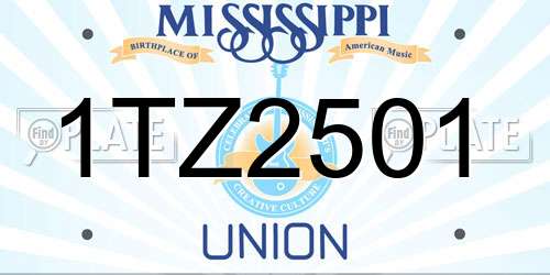 1TZ2501 Mississippi License Plate