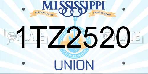 1TZ2520 Mississippi License Plate