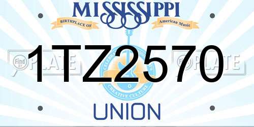 1TZ2570 Mississippi License Plate