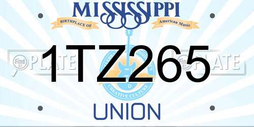 1TZ265 Mississippi License Plate