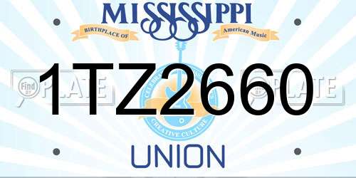 1TZ2660 Mississippi License Plate