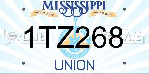 1TZ268 Mississippi License Plate