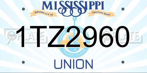 1TZ2960 Mississippi License Plate
