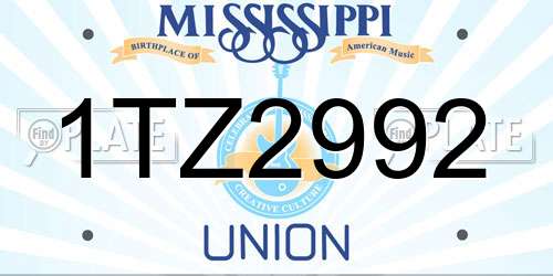 1TZ2992 Mississippi License Plate