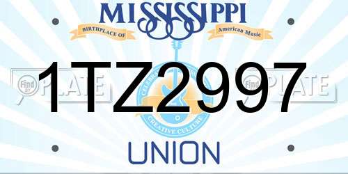 1TZ2997 Mississippi License Plate