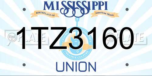 1TZ3160 Mississippi License Plate