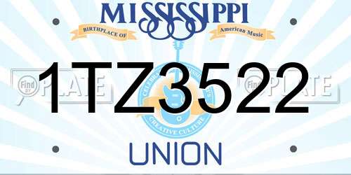 1TZ3522 Mississippi License Plate