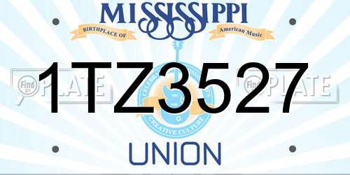 1TZ3527 Mississippi License Plate