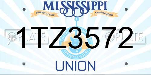 1TZ3572 Mississippi License Plate