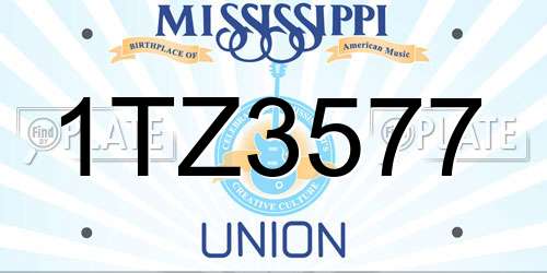 1TZ3577 Mississippi License Plate