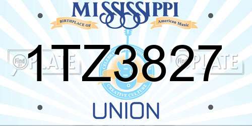 1TZ3827 Mississippi License Plate