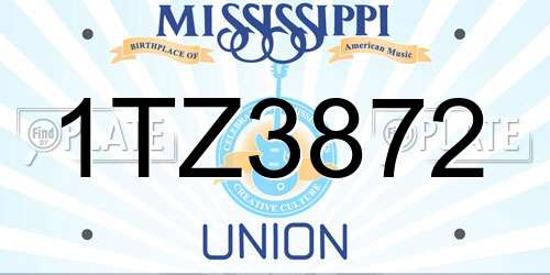 1TZ3872 Mississippi License Plate