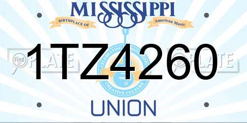 1TZ4260 Mississippi License Plate