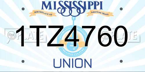 1TZ4760 Mississippi License Plate