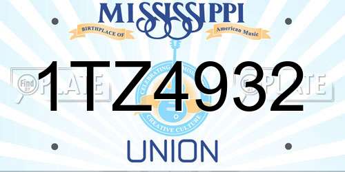 1TZ4932 Mississippi License Plate
