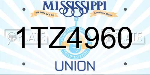 1TZ4960 Mississippi License Plate