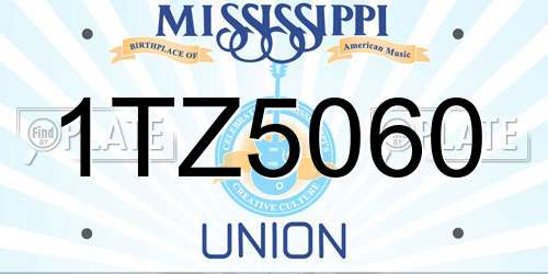 1TZ5060 Mississippi License Plate