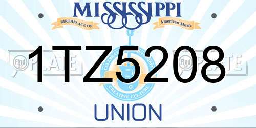 1TZ5208 Mississippi License Plate