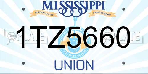 1TZ5660 Mississippi License Plate