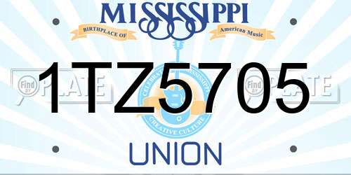 1TZ5705 Mississippi License Plate